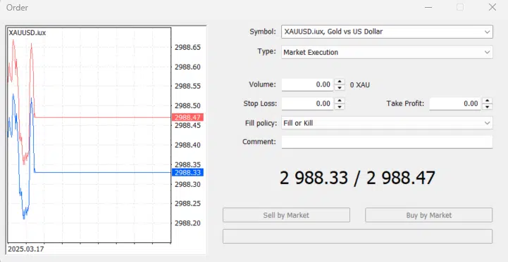 ตัวอย่างค่า Bid Ask