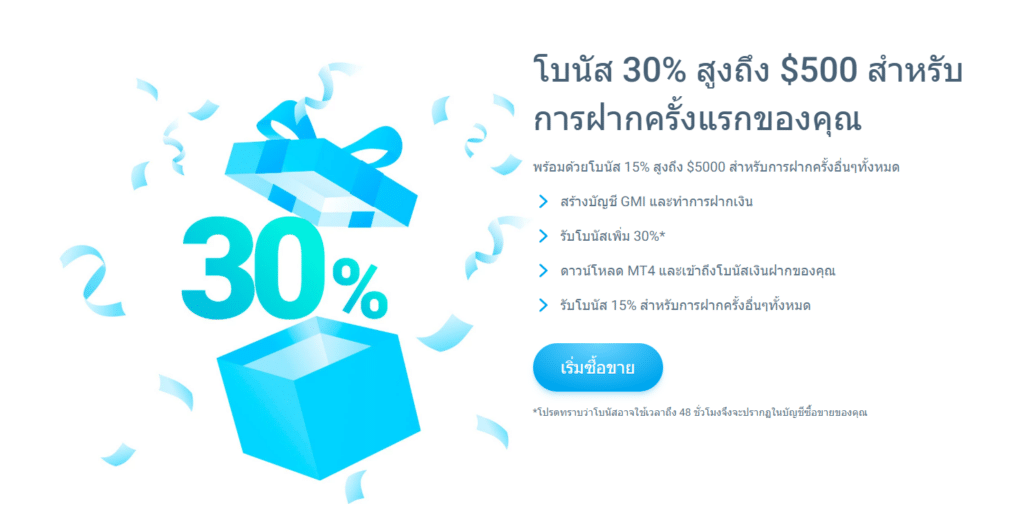 โบนัสเงินฝากโบรกเกอร์ GMI Markets โบนัสเงินฝากโบรกเกอร์ GMI Markets