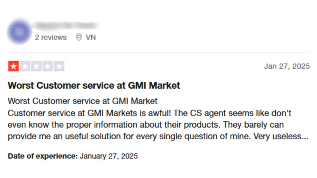 รีวิว GMI Markets ดีไหมจากผู้ใช้จริงคนที่ 1