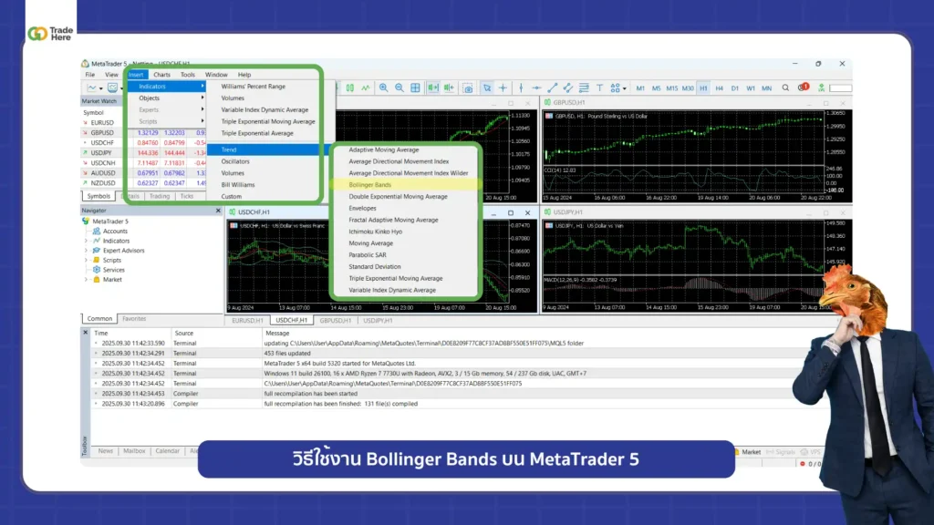 วิธีเรียกใช้งาน Bollinger Bands บน MT5 วิธีเรียกใช้งาน Bollinger Bands บน MT5