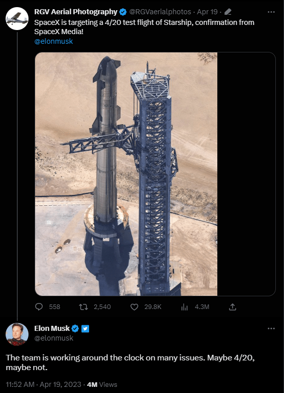 Elon Musk ทดสอบปล่อยจรวด Starship วันที่ 20 เมษายน ซึ่งตรงกับวัน "Doge Day" 1 elon musk