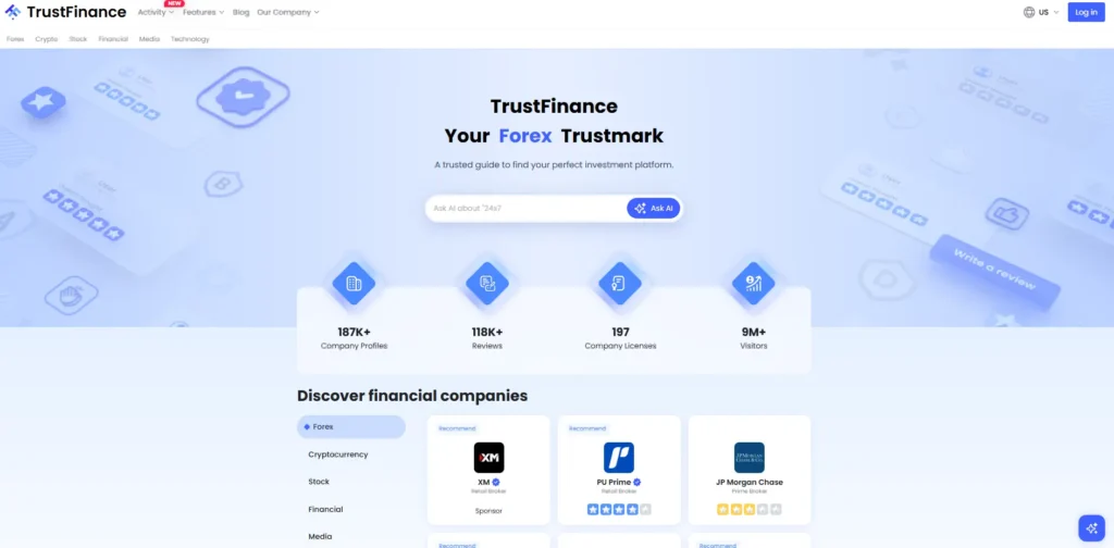 หน้าเว็บไซต์หลัก TrustFinance