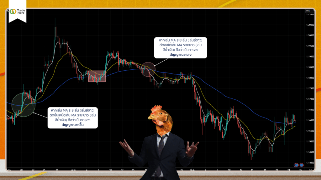 Moving Average ตัวช่วยดูแนวโน้มราคาจากการตัดกันของเส้น