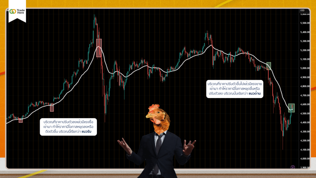 Moving Average ใช้เป็นแนวรับและแนวต้าน