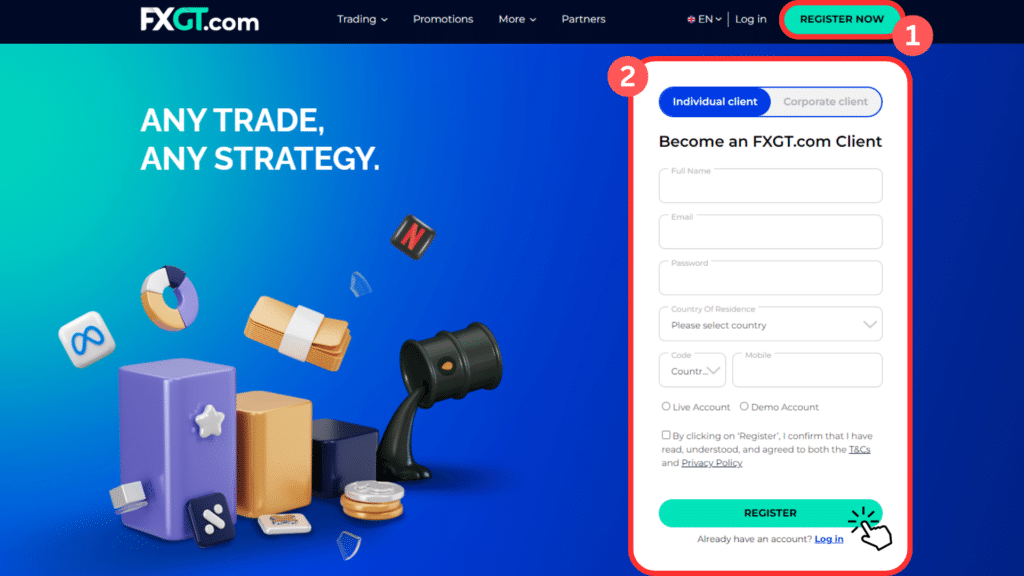 เปิดบัญชี FXGT.com ง่าย ๆ เพียง 5 ขั้นตอน! 2 เปิดบัญชี FXGT.com