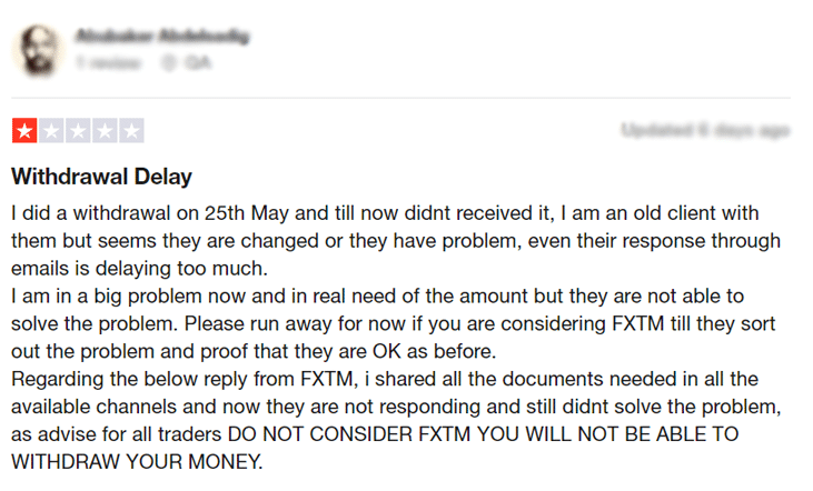 FXTM trustpilot 2