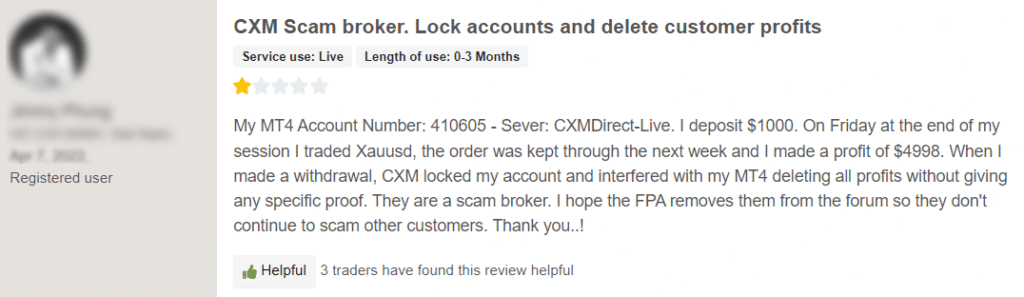 โดนไล่มารีวิวตรงนี้ : โบรกเกอร์ CXM Direct ถอนเงินไม่ได้ บัญชีถูกลบ ? อัปเดต 2023 4 CXM Direct รีวิว