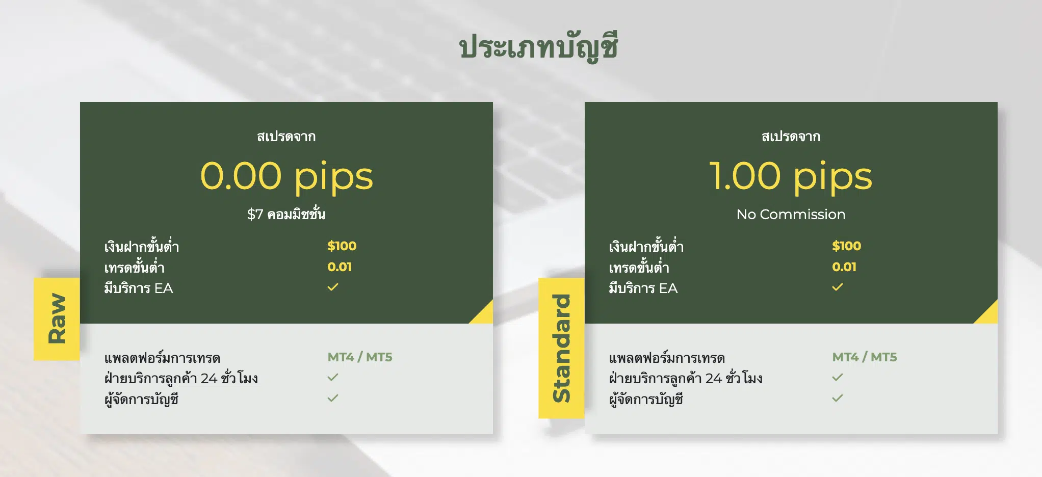 ประเภทบัญชี Focus Markets
