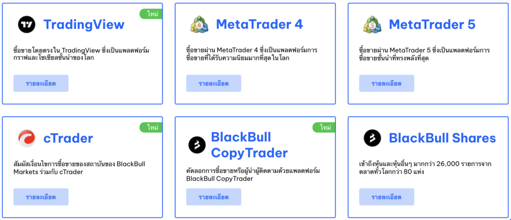 แพลตฟอร์มการเทรด BlackBull Markets แพลตฟอร์มการเทรด BlackBull Markets