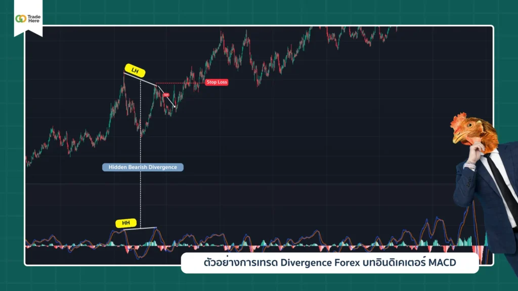 ตัวอย่างที่ 2 การเทรด Divergence Forex บทอินดิเคเตอร์ MACD