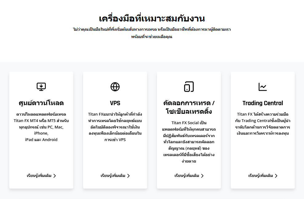 เครื่องมือการเทรดที่โบรกเกอร์ Titan FX รองรับ เครื่องมือการเทรดที่โบรกเกอร์ Titan FX รองรับ