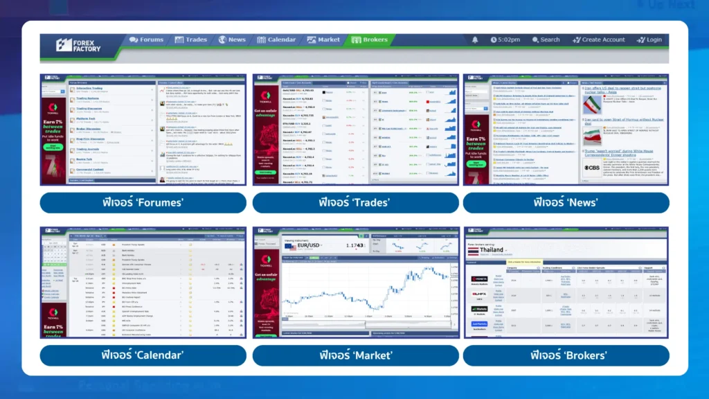 ฟีเจอร์สำคัญบนปฏิทินข่าว Forex Factory