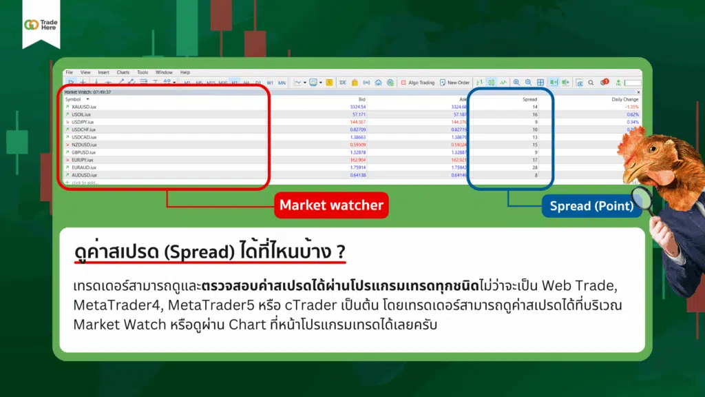 ค่าสเปรด (Spread) ดูได้ที่ไหน