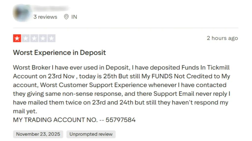 รีวิวจากผู้ใช้งาน Tickmill คนที่ 1 