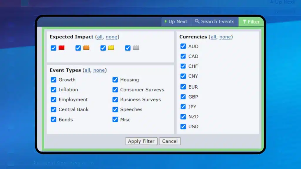 วิธีดูข่าว Forex Factory ในช่อง Filter วิธีดูข่าว Forex Factory ในช่อง Filter