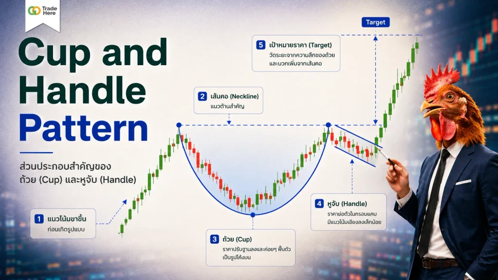 Cup and Handle Pattern Target วิธีวัดระยะเป้าหมายราคาจากความลึกของถ้วย